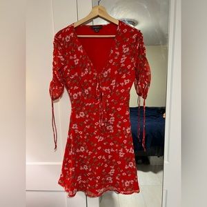 Red floral dress